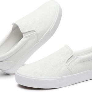 Womens Faux Leather Slip On Sneakers Casual Loafers Rubber Sole Size 7